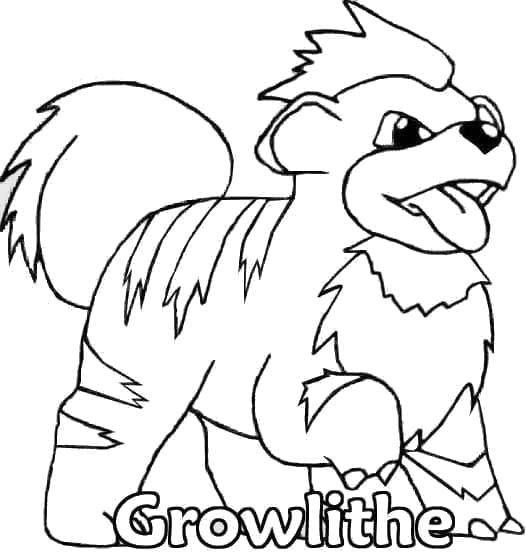 Desenho de Growlithe Pokemon para Colorir e Pintar