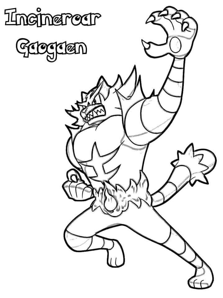 Desenho de Incineroar Pokemon para Colorir e Pintar
