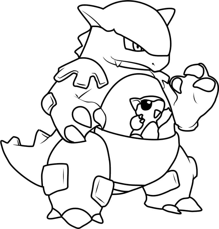 Desenho de Kangaskhan Pokemon para Colorir e Pintar