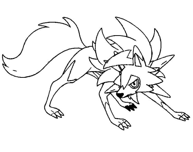 Desenho de Lycanroc Pokemon para Colorir e Pintar