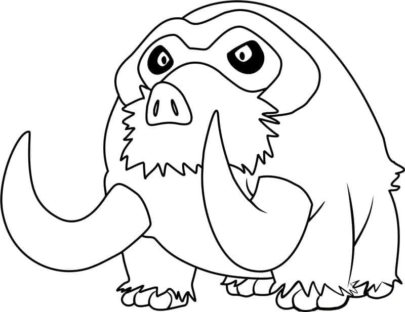 Desenho de Mamoswine Pokemon para Colorir e Pintar