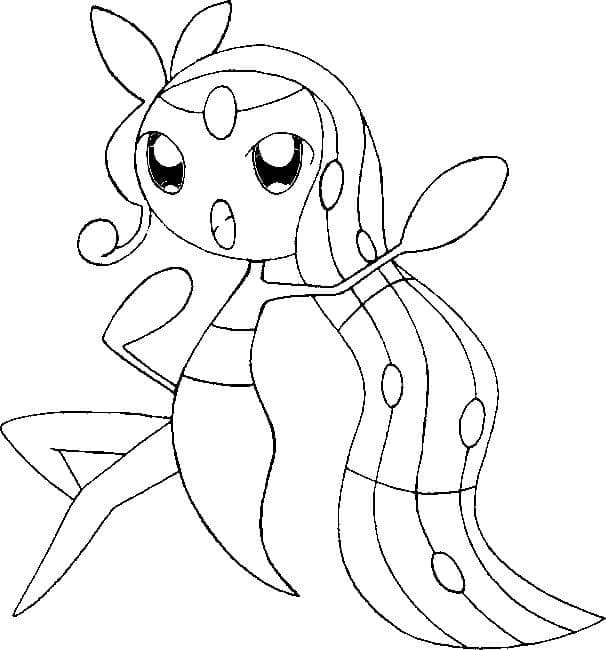 Desenho de Meloetta Pokemon para Colorir e Pintar