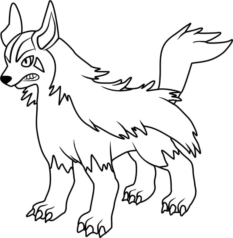 Desenho de Mightyena Pokemon para Colorir e Pintar