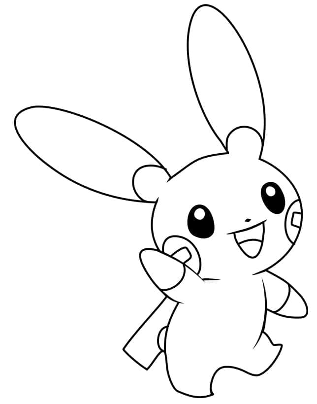 Desenho de Minun Pokemon para Colorir e Pintar