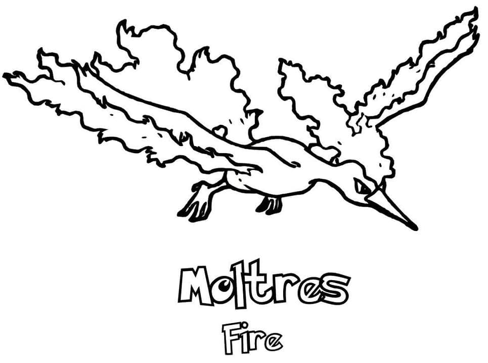 Desenho de Moltres Pokemon para Colorir e Pintar