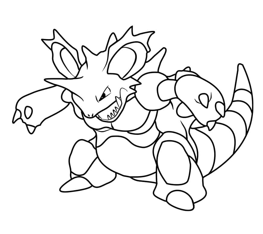 Desenho de Nidoking Pokemon para Colorir e Pintar