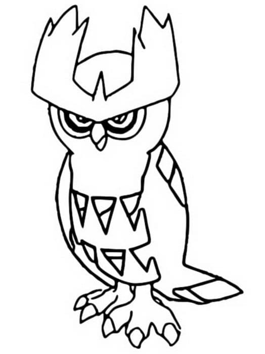 Desenho de Noctowl Pokemon para Colorir e Pintar