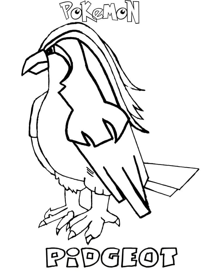 Desenho de Pidgeot Pokemon para Colorir e Pintar