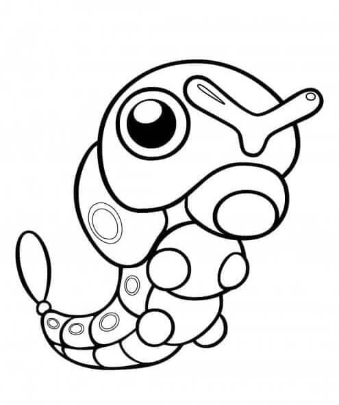 Desenho de Pokemon Caterpie para Colorir e Pintar