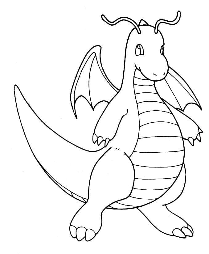 Desenho de Pokemon Dragonite para Colorir e Pintar