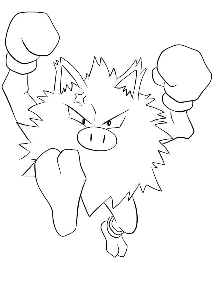 Desenho de Primeape Pokemon para Colorir e Pintar