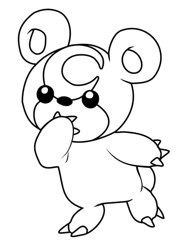 Desenho de Teddiursa Pokemon para Colorir e Pintar