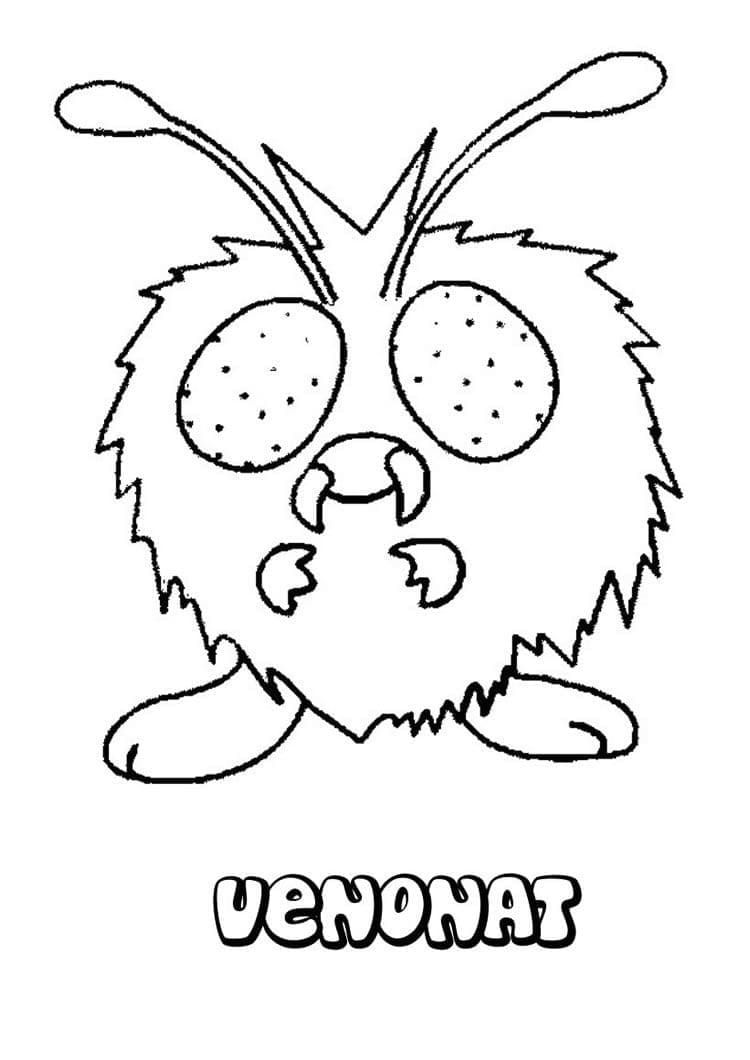 Desenho de Venonat Pokemon para Colorir e Pintar