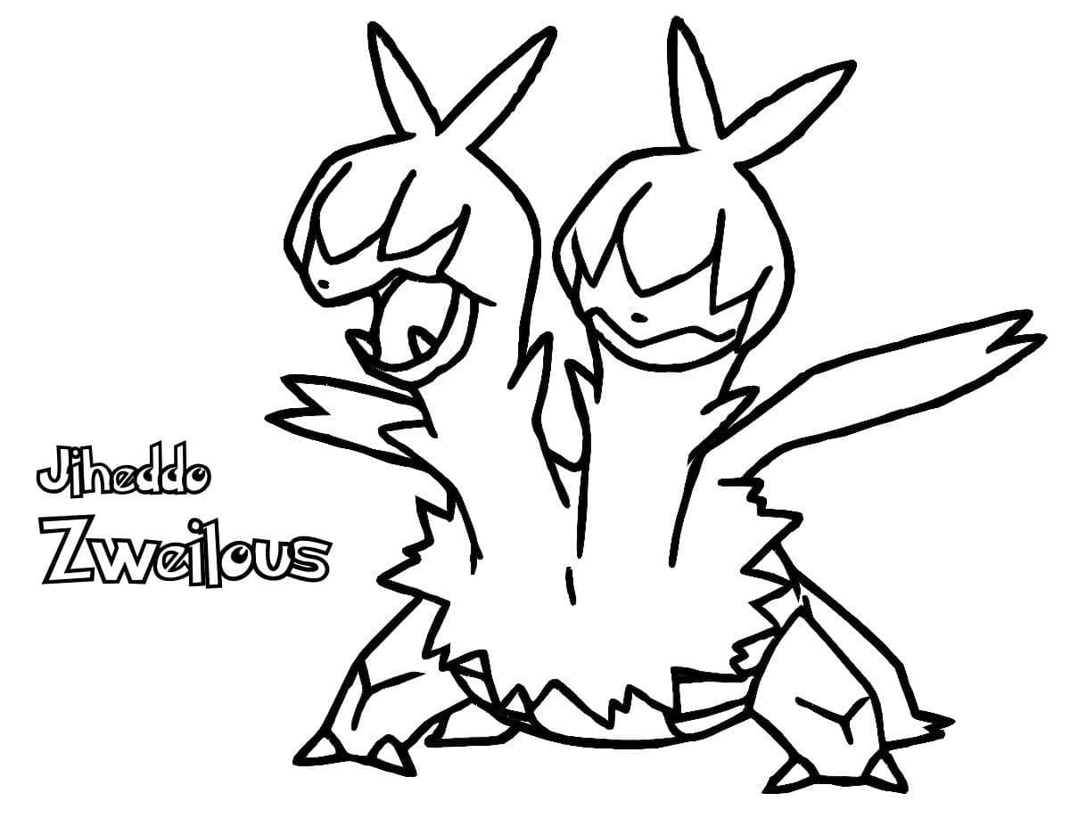 Desenho de Zweilous Pokemon para Colorir e Pintar