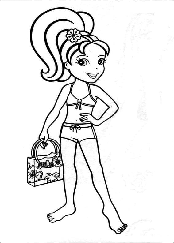 Desenho de Polly Pocket na Praia para Imprimir Pdf Grátis e Pintar