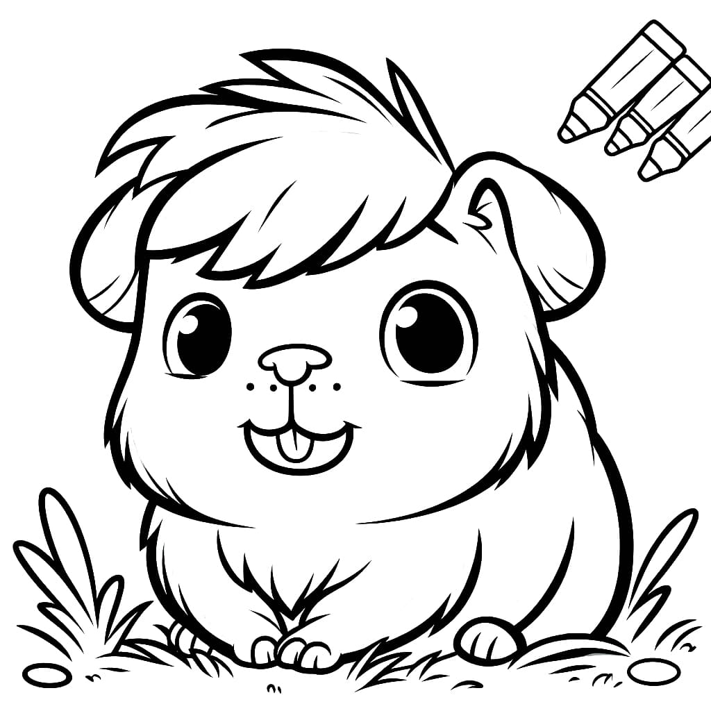 Desenho de Porquinho da Índia Fofo para Colorir e Pintar