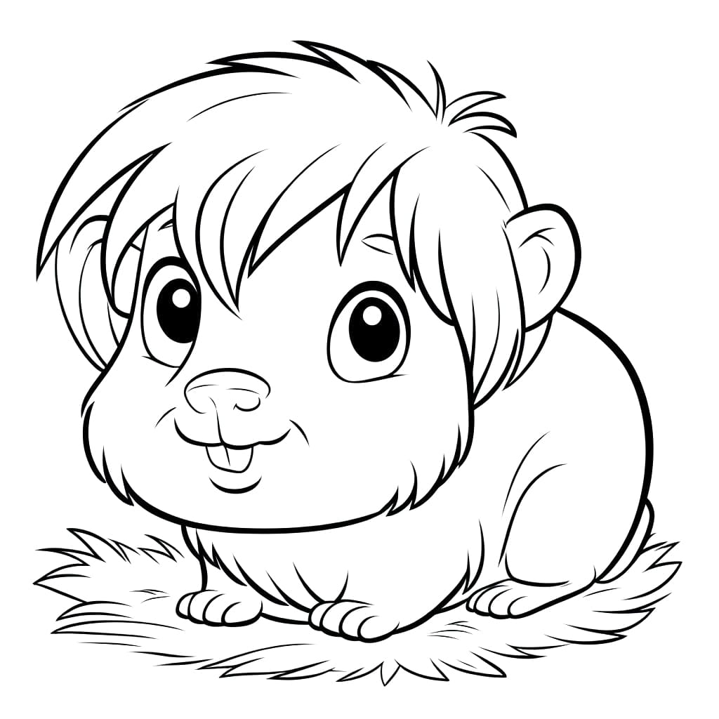 Desenho de Porquinho da Índia Muito Fofo para Colorir e Pintar