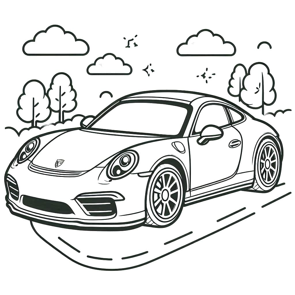 Desenhos de Carro Porsche para Colorir e Pintar