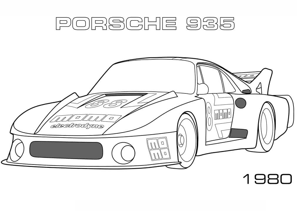 Desenho 1980 Porsche 935 para Colorir e Pintar