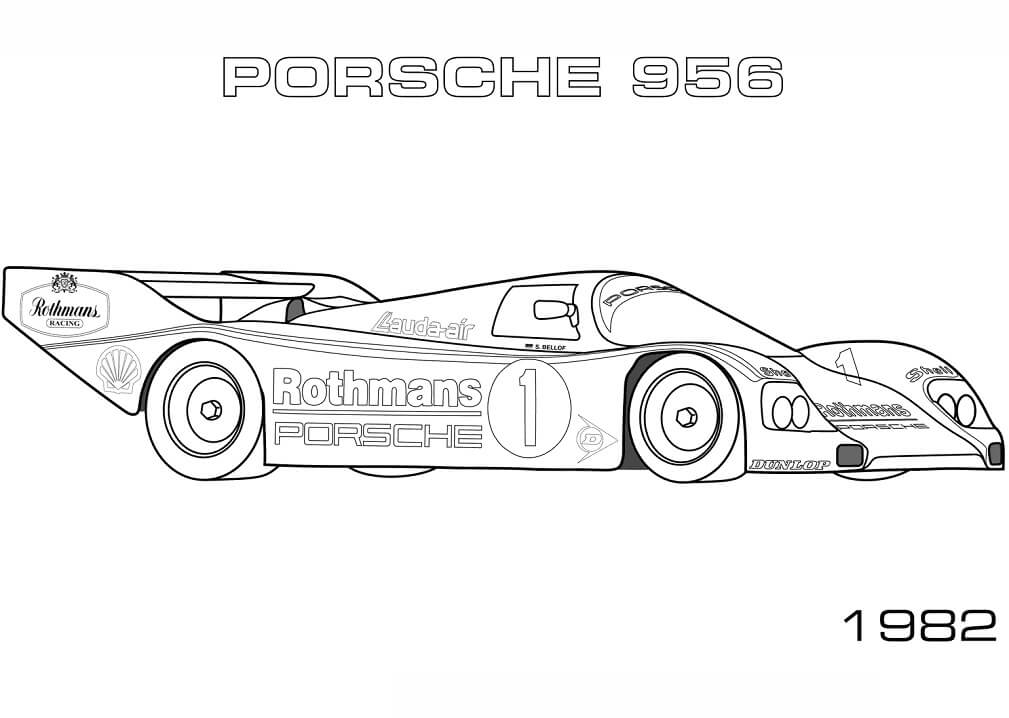 Desenho 1982 Porsche 956 para Colorir e Pintar