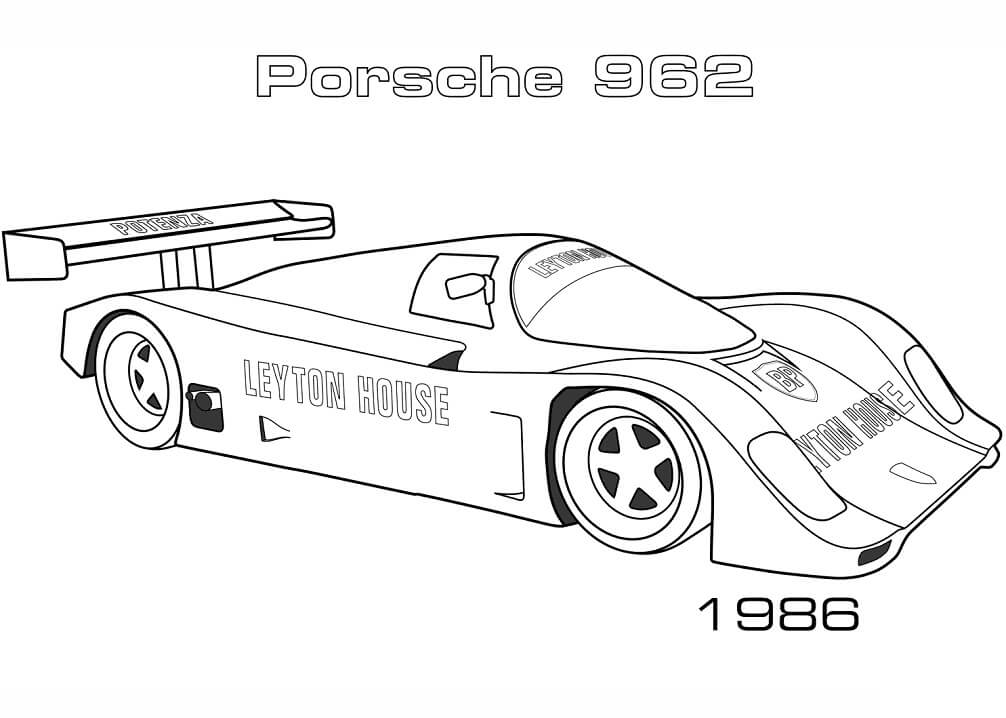 Desenho 1986 Porsche 962 para Colorir e Pintar