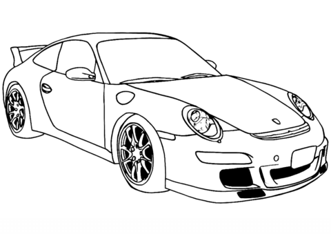 Desenho Pdf de Carro Porsche 911 Gt3 para Colorir e Pintar