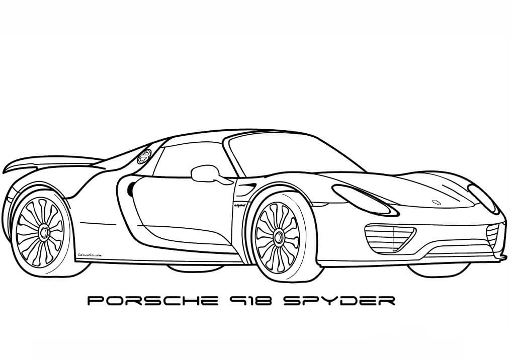 Desenho Porsche 918 Spyder para Colorir e Pintar
