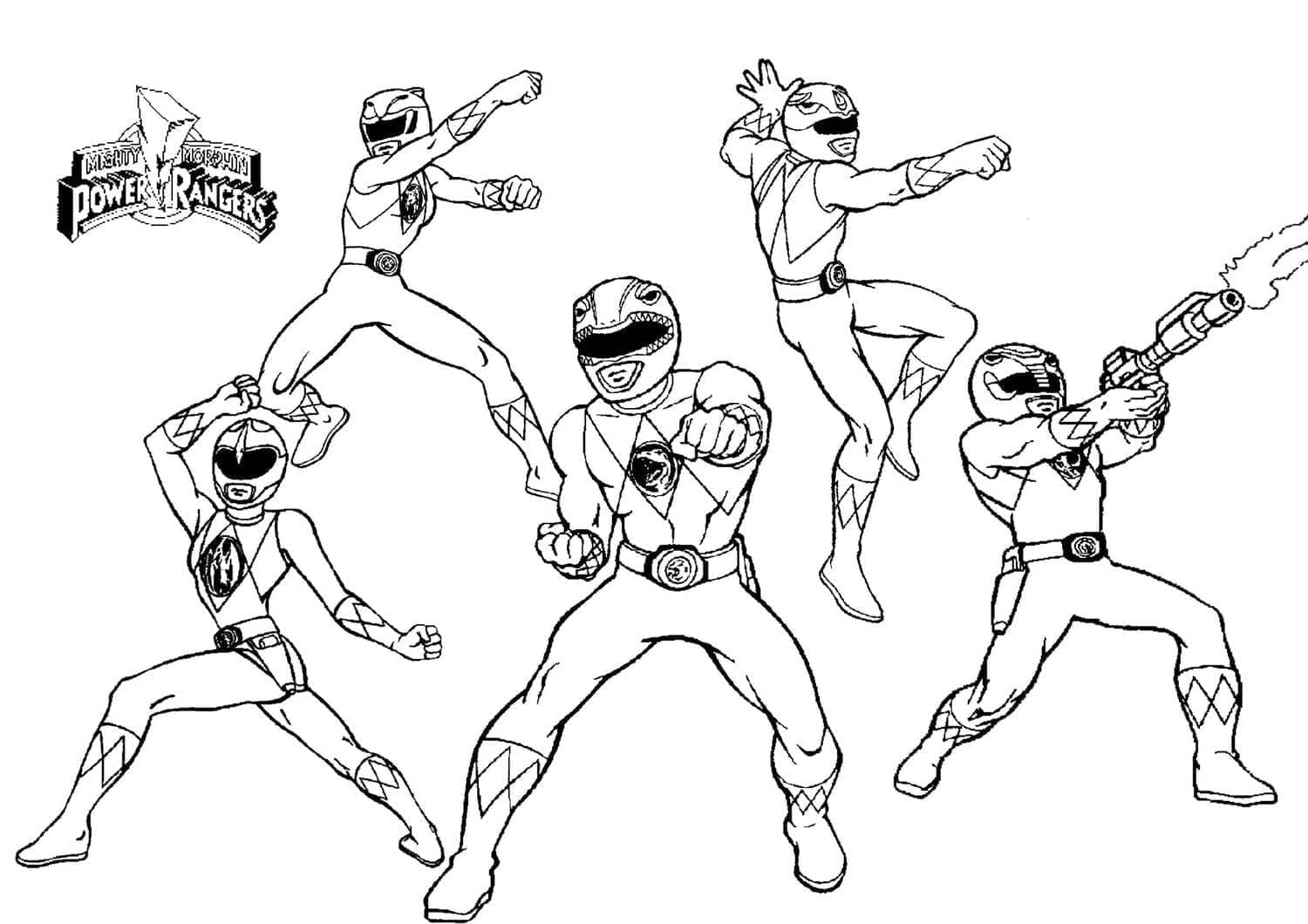 Desenho de Power Rangers Imprimivel para Crianças para Colorir e Pintar