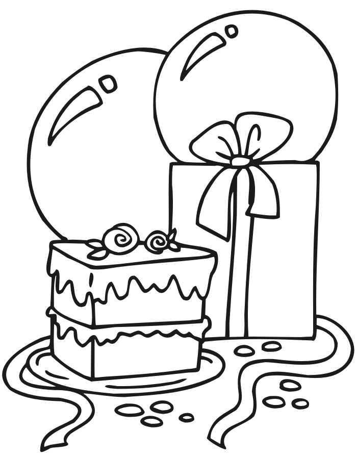 Desenho de Presente de Aniversário para Colorir e Baixar Download e Pintar