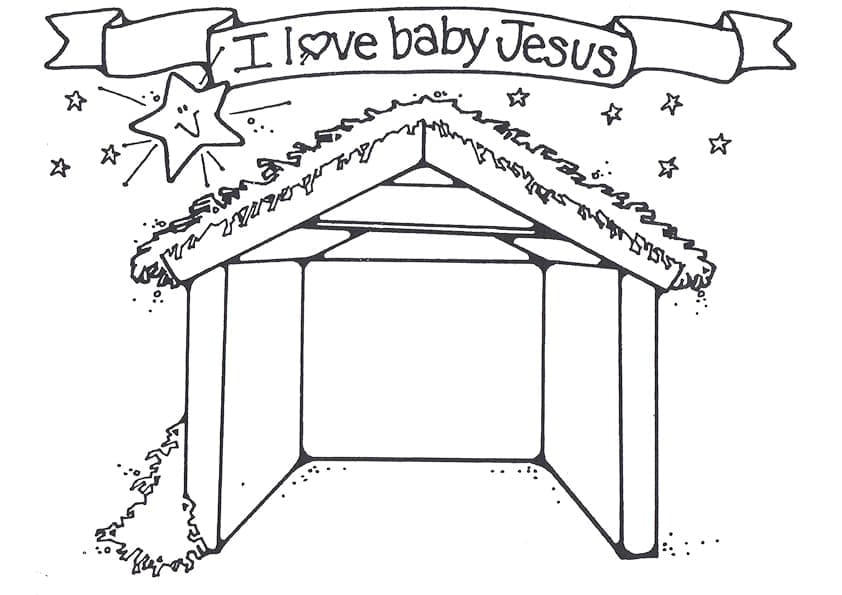 Desenho de Presépio Atividade Bíblica para Colorir Pdf e Pintar