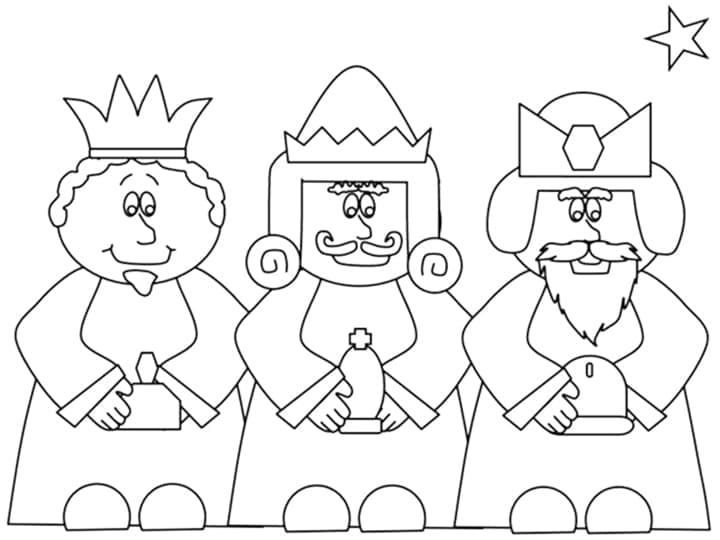 Desenho de Presépio Três Réis Magos para Colorir Online Download e Pintar