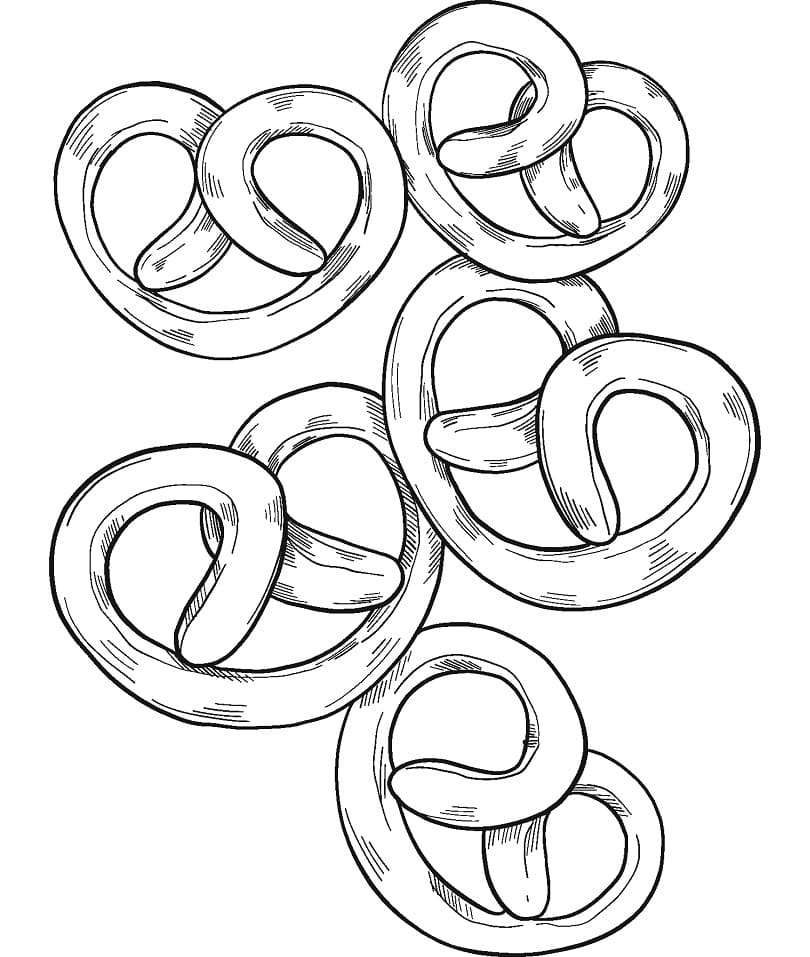 Desenho de Pretzel Download Pdf para Colorir e Pintar