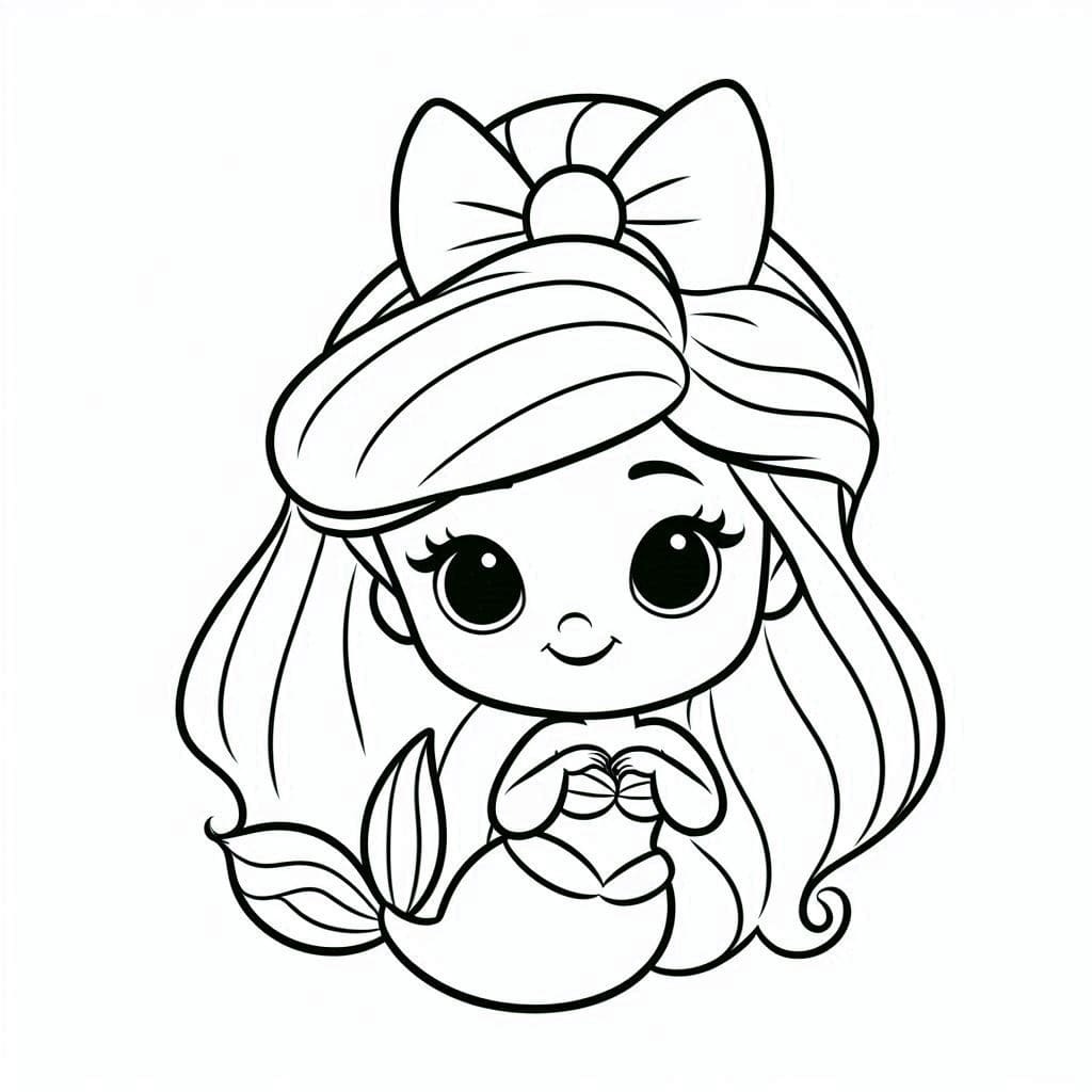 Desenho de Ariel Chibi para Colorir