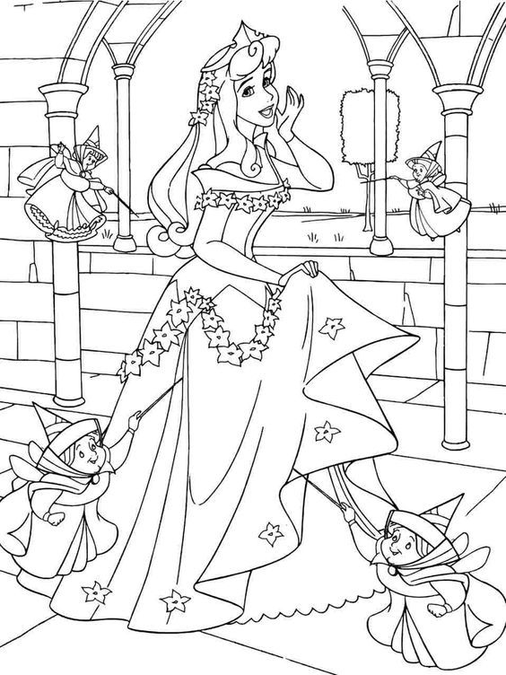 Desenho de Princesa Aurora Pdf para Colorir e Pintar