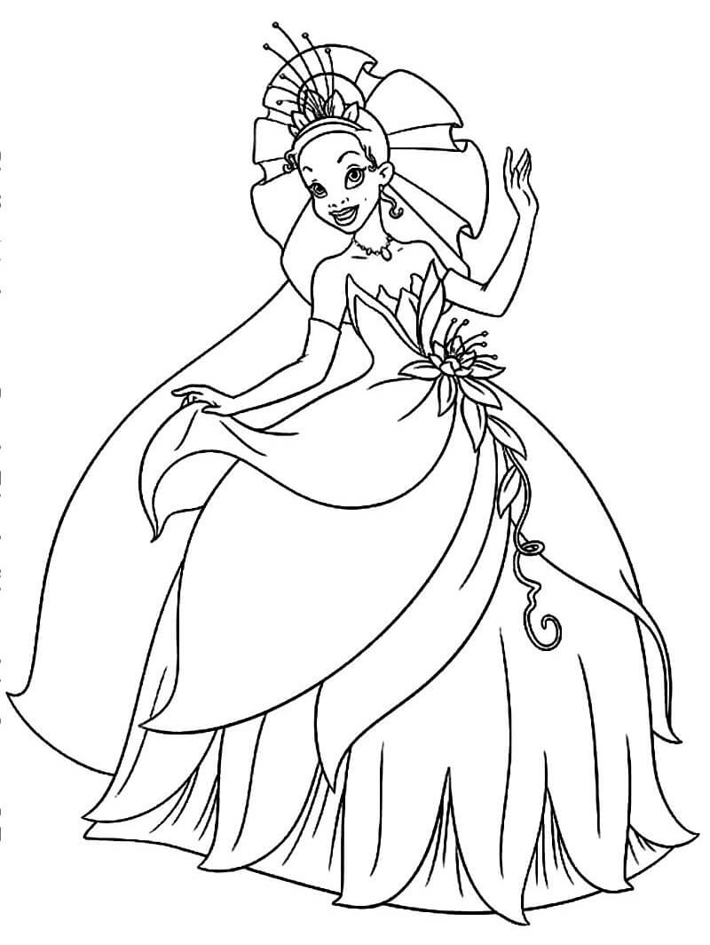 Desenho de Princesa Tiana Grátis para Colorir e Pintar