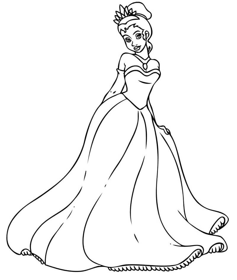 Desenho de Princesa Tiana Grátis para Imprimir e Colorir e Pintar