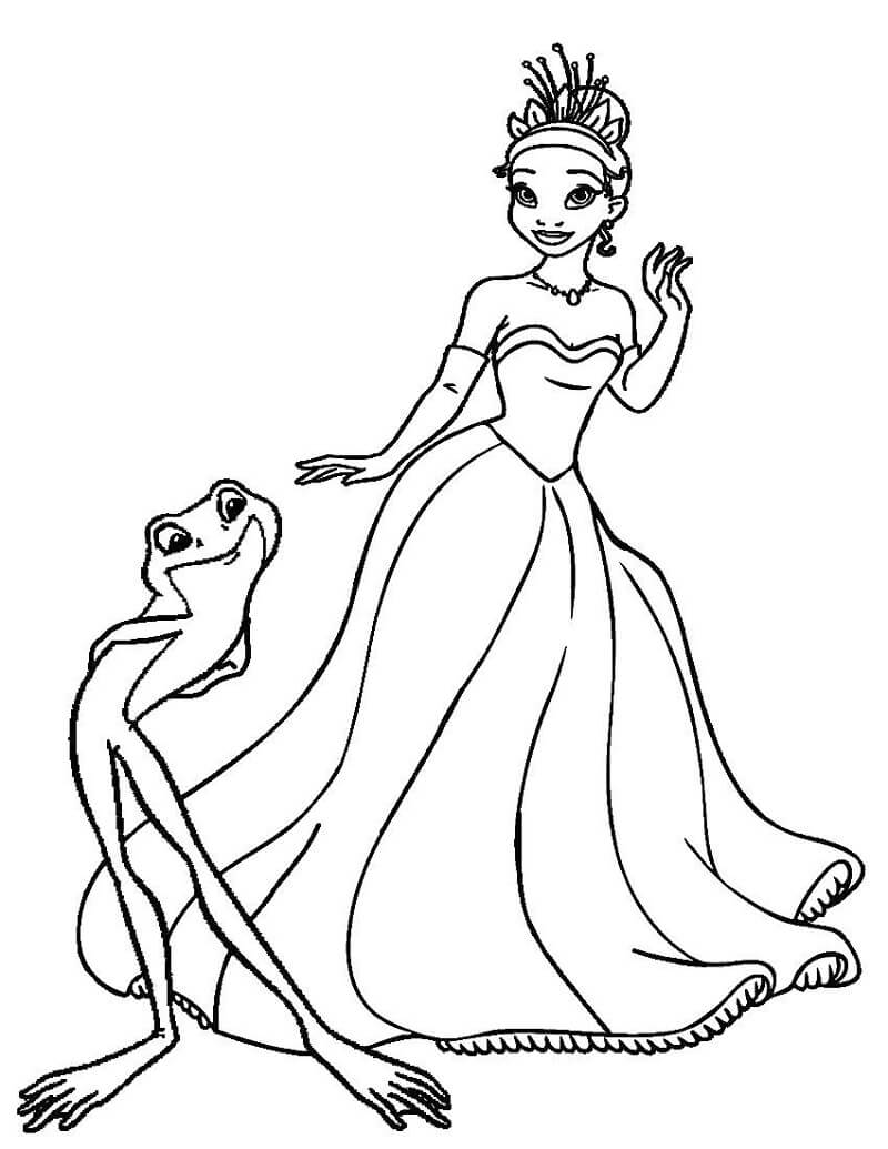 Desenho de Princesa Tiana para Colorir Imprimivel e Pintar