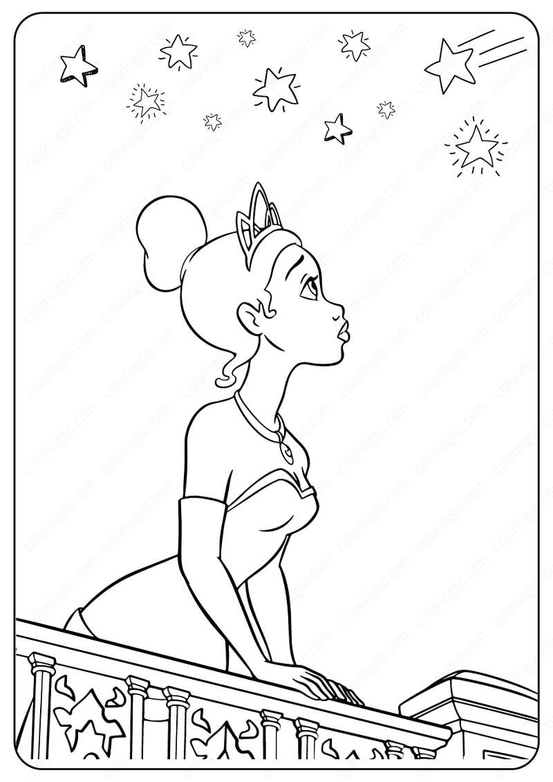 Desenho de Princesa Tiana para Imprimir Download e Pintar