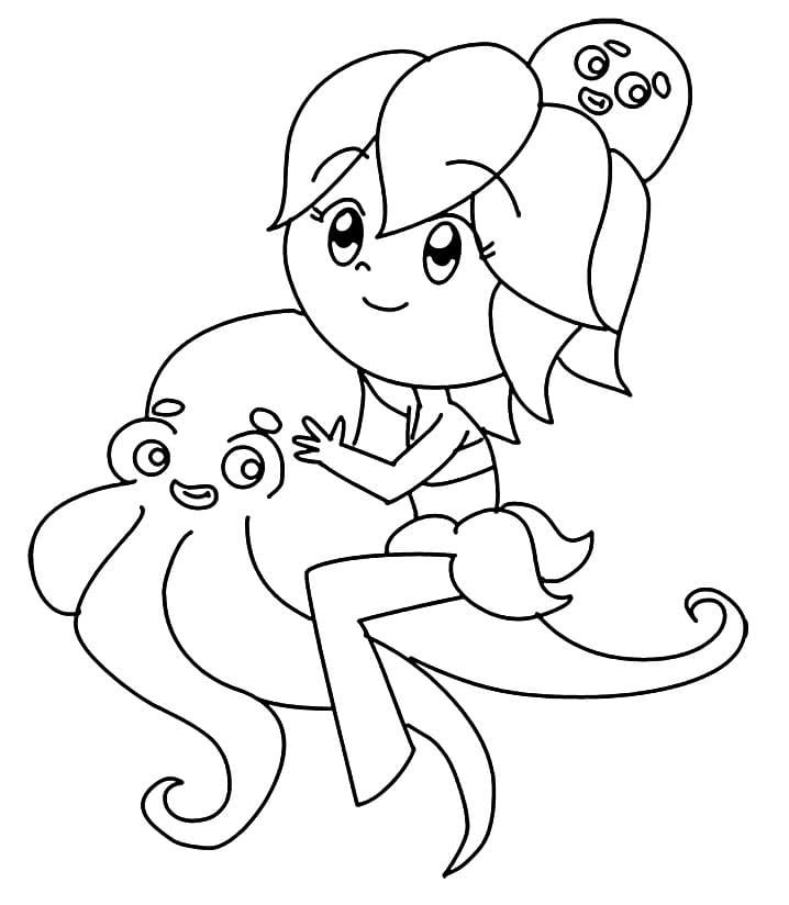 Desenho de Polvina Princesas do Mar Grátis para Colorir e Pintar