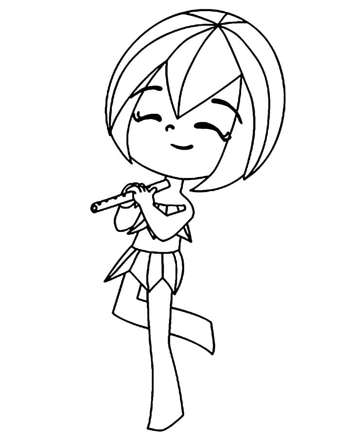 Desenho de Princesas do Mar Ester Tocando Flauta para Colorir e Pintar