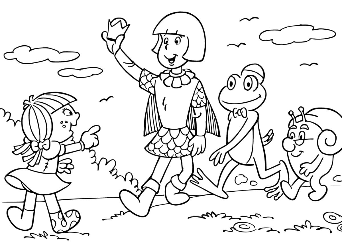 Desenho de Príncipe Escamado e Amigos para Colorir e Pintar