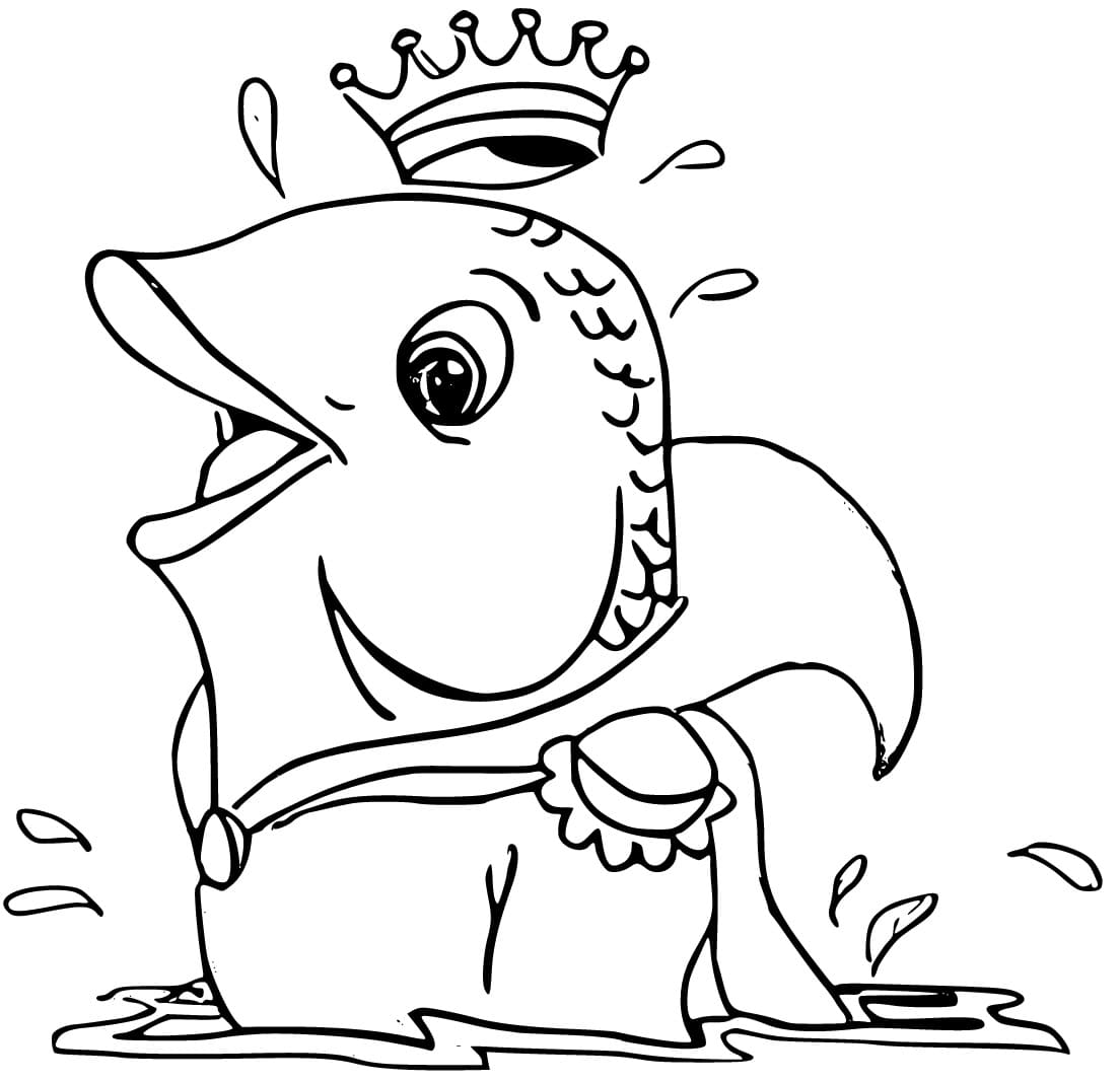 Desenho de Príncipe Escamado Feliz para Colorir e Pintar