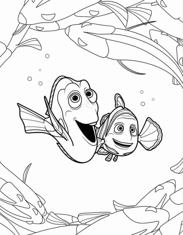 Desenho de Imprimivel Grátis Procurando Nemo para Colorir e Pintar