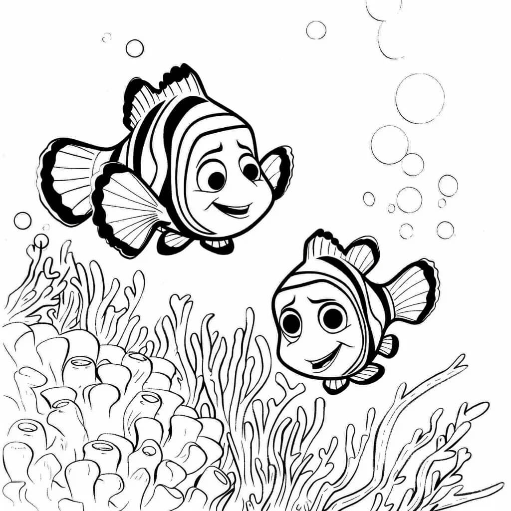Desenho de Procurando Nemo Disney Pixar para Colorir e Pintar