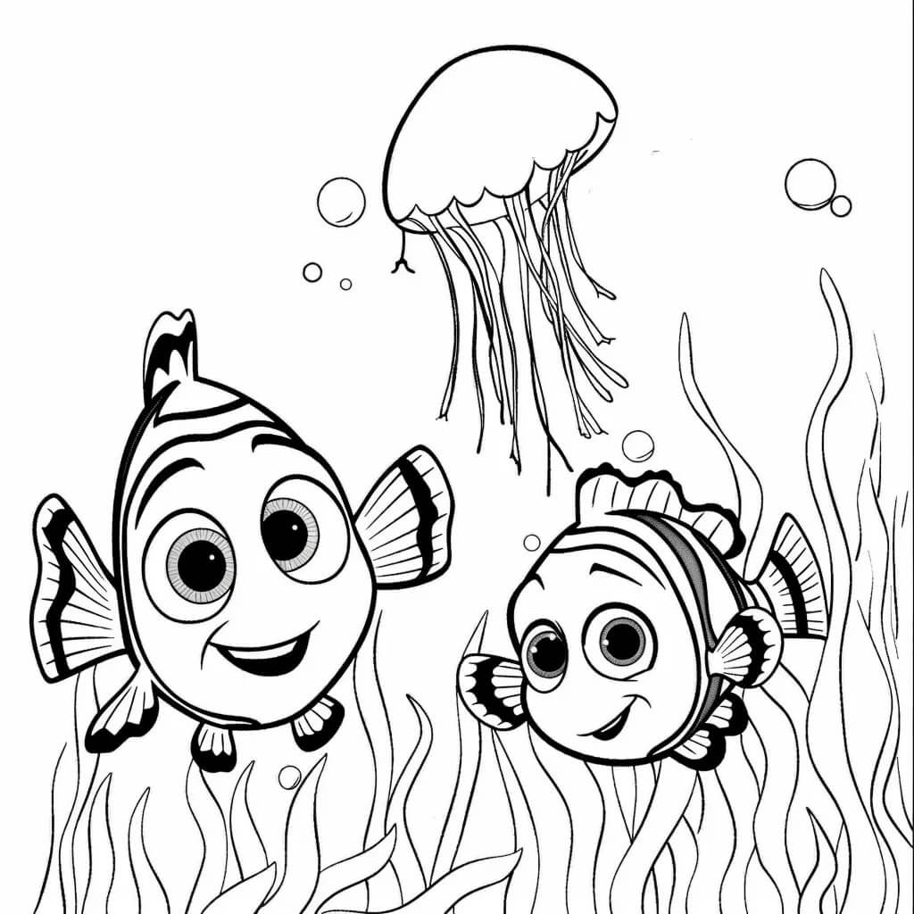 Desenho de Procurando Nemo Disney para Colorir e Pintar