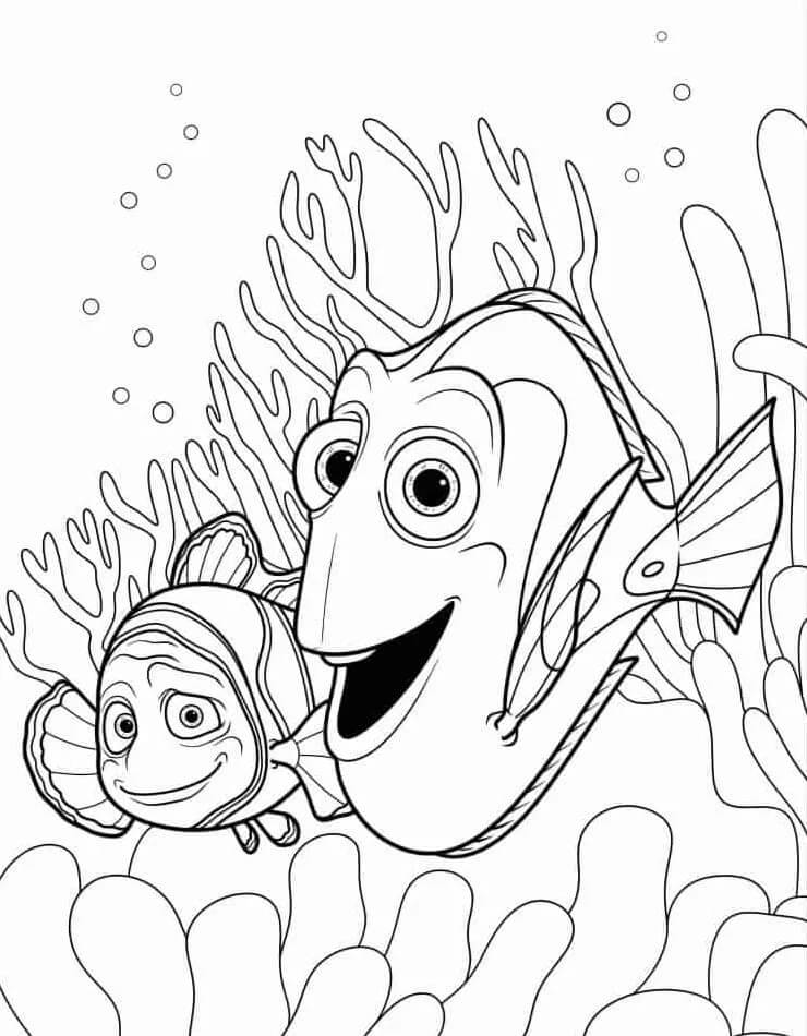 Desenho de Procurando Nemo Imprimivel para Crianças para Colorir e Pintar