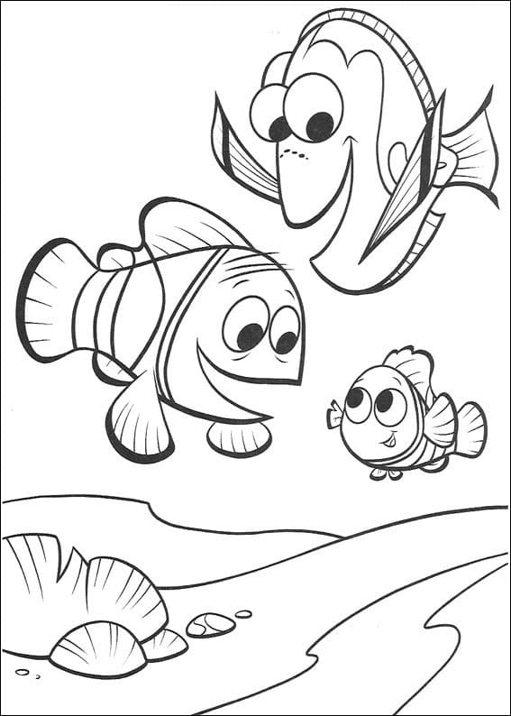 Desenho Marlin Nemo e Dory para Colorir e Pintar