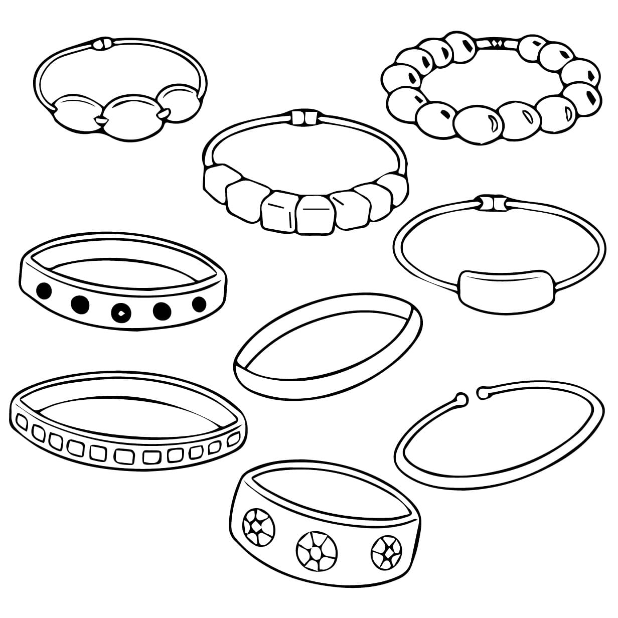 Desenho de Muitas Pulseiras para Colorir e Pintar