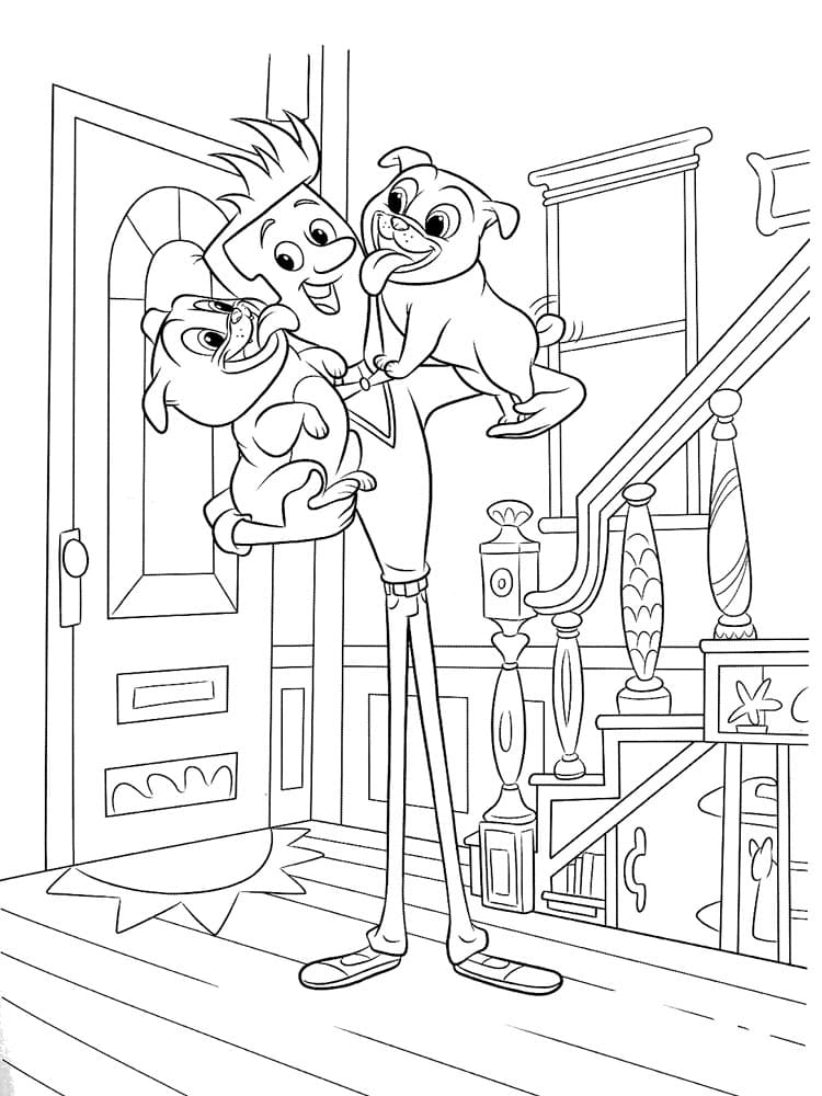 Desenho de Bingo Rolly e Bob de Puppy Dog Pals para Colorir e Pintar