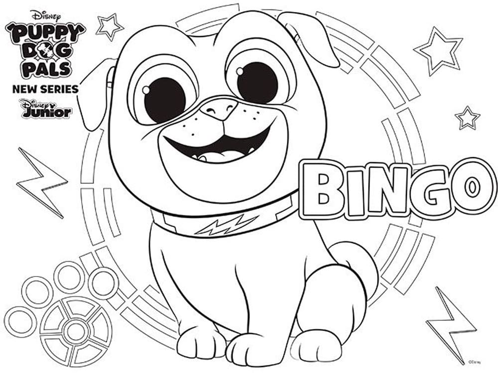 Desenho de Bingo de Puppy Dog Pals para Colorir e Pintar